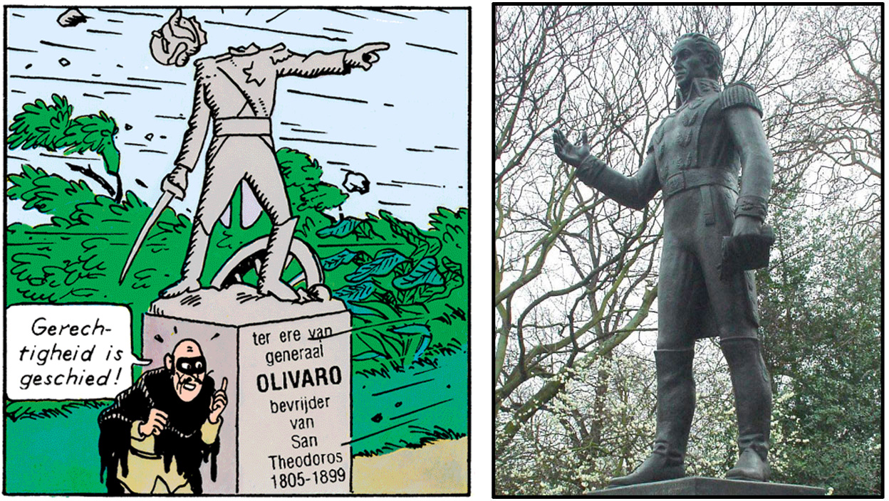 La statue décapitée du général Olivaro dans l'Oreille cassé